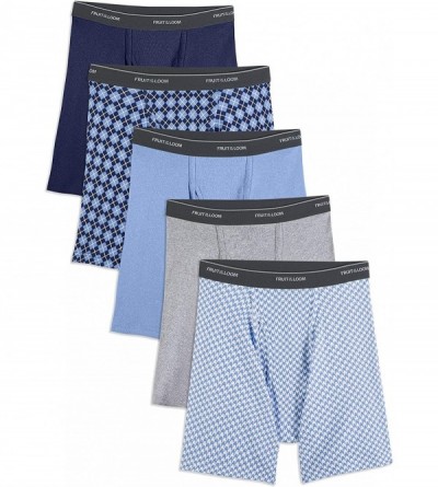 Boxer Briefs Men's No Ride Up Boxer Brief - Prints and Solids (5-pack) - CC12N09SASN $36.04