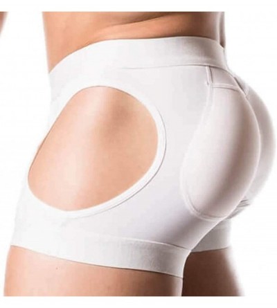 Briefs Hipster Men's Padded Enhancing Spandex Underwear - White - CK187UIEQ8T $91.06