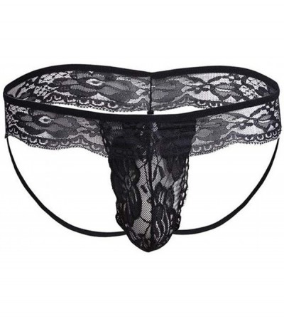 G-Strings & Thongs Men's Exotic G-Strings Thongs-Lingerie Lace Shorts Bikini Underpants Underwear Briefs - Black - CP18TEC529...