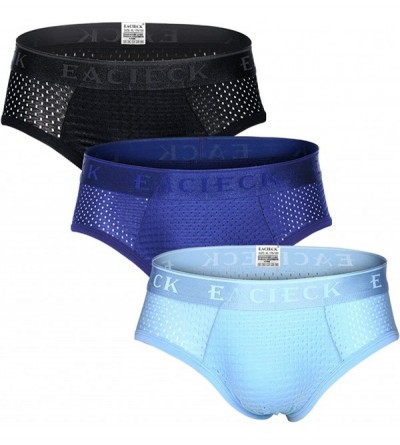 Briefs Men's Mesh Ice Silk Briefs Underwear (3-5 Pack) - Colour/C - CQ18GX7LMUR $17.83