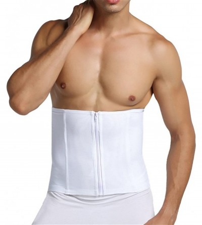 Shapewear Men's Zip Up Workout Waist Trimmer Support Lower Back & Lumbar Slimming Belt - White - CS184KUA7WG $66.84