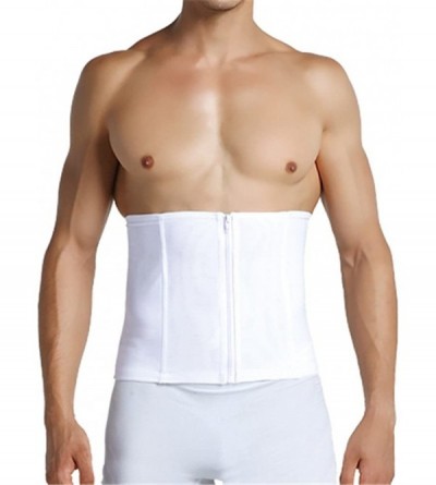Shapewear Men's Zip Up Workout Waist Trimmer Support Lower Back & Lumbar Slimming Belt - White - CS184KUA7WG $39.27