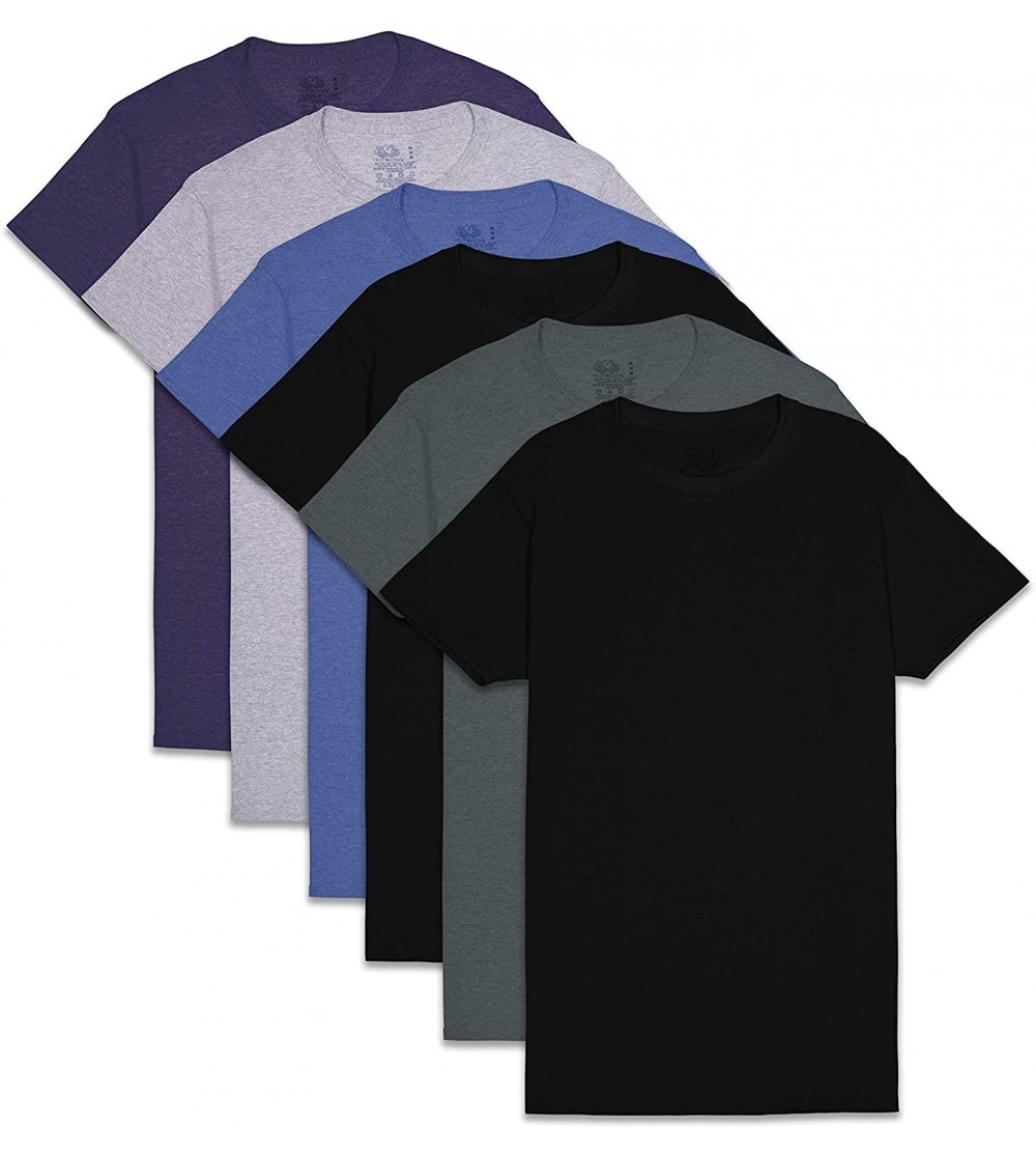 Undershirts Men's Stay Tucked Crew T-Shirt - Classic Fit - Assorted Colors - 6 Pack - CB19G3OR0WR $16.37
