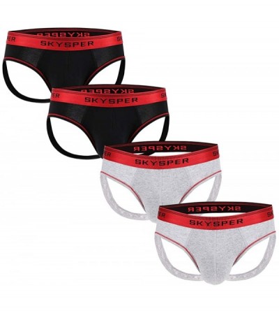 Briefs Men's Jockstrap Athletic Supporter Underwear Gym Strap Brief - Sg01-4pcs Black/Gray - CH18ZDG68X8 $36.97