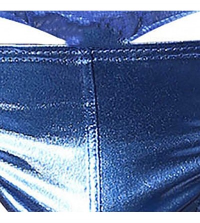 G-Strings & Thongs Men's Low-Waist Underwear PU Pouch G String Triangular Underwear Bulge Thong Briefs - Blue - CK18UU4DTWZ $...