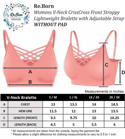 Bras Womens Crisscross Strappy Sexy Caged Bra Bralette Lightweight Seamless Yoga Crop Top NO PAD 1/2/3/4sets - V-neck_ Kiwi -...