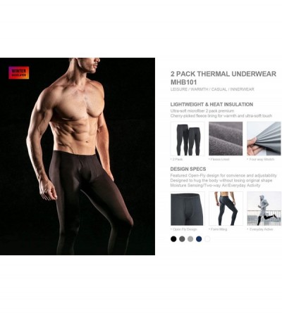 Thermal Underwear 2 Pack Men's Thermal Underwear Pants- Heated Warm Fleece Lined Long Johns Leggings- Winter Base Layer Botto...