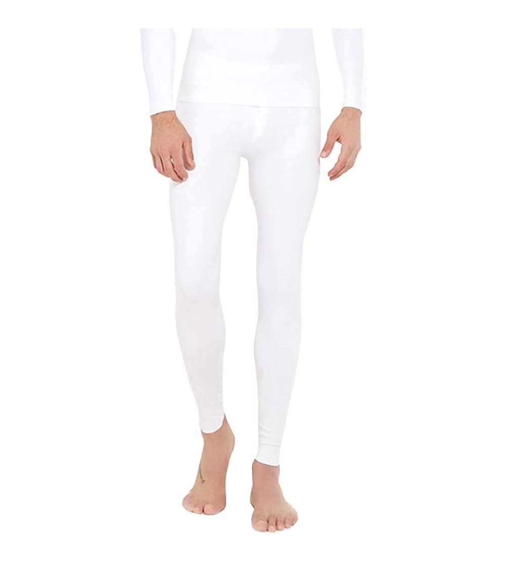 Thermal Underwear Men's Thermal Underwear Bottoms Midweight Fleece Lined Compression Pants Long Johns Base Layer - Wh - CG193...