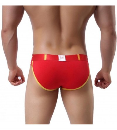 Briefs Men's Underwear- Mens Boxers Pouch Shorts Underpants Sleepwear - Red - CZ12O1A173P $9.79