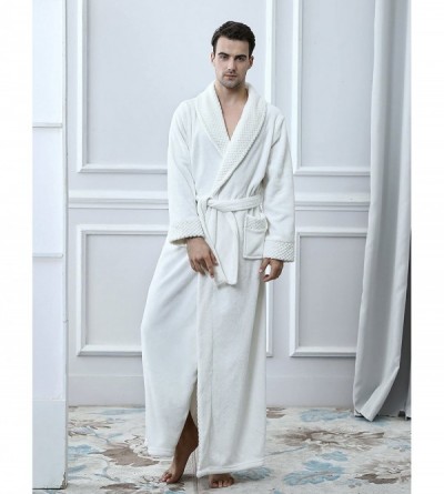 Robes Womens Loungewear Long Wrap Kimono Plush Fleece Robes Cosy Nightwear Bathrobes - 1624- Ivory White - CJ18UAUT6SR $33.24
