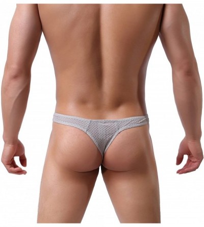 G-Strings & Thongs Men's Sexy G-String Breathable Hole Underwear Bikini Low Rise Pouch Briefs - Gray - CH18E238Y89 $12.30