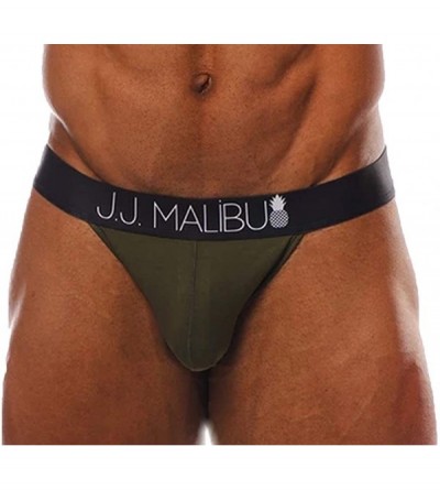Bikinis Men's Stretchy Elastic Breathable Bikini Underwear Brief Thong with Special Pouch Design - Green - CK194403TSY $48.21