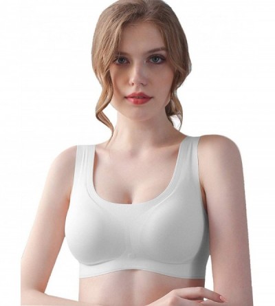 Bras Women's Sleep Bras Wireless Stretchy Comfort Seamless with Removable Pads 32-40 - Gray 2 - CN1972SQ8R8 $22.42