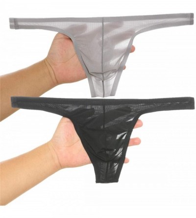 G-Strings & Thongs 2PCS Men's Seamless G-String Thong Bikini Low Rise Bulge Breathable Smooth Stretchy Slim Fit Underwear - G...