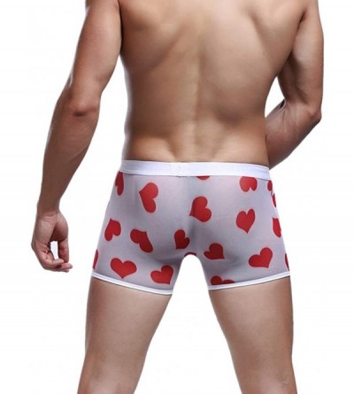Boxer Briefs Men's Sheer Mesh Boxer Shorts See-Through Underwear Briefs Swimsuit Trunks Underpants - White - CV18WRH3LY3 $11.36