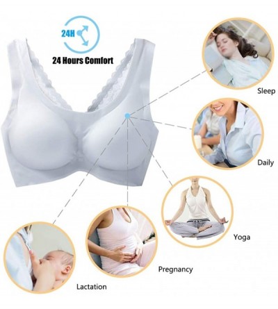 Bras Women's Sleep Bras Wireless Stretchy Comfort Seamless with Removable Pads 32-40 - Gray 2 - CN1972SQ8R8 $22.42