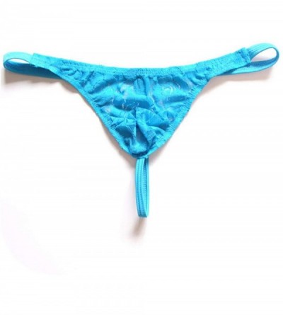 G-Strings & Thongs Lace Sissy Thongs Men Sexy Underwear Jockss Erotic SeamlLingerie See Through Jock Ss - Sky Blue - CG198UNL...