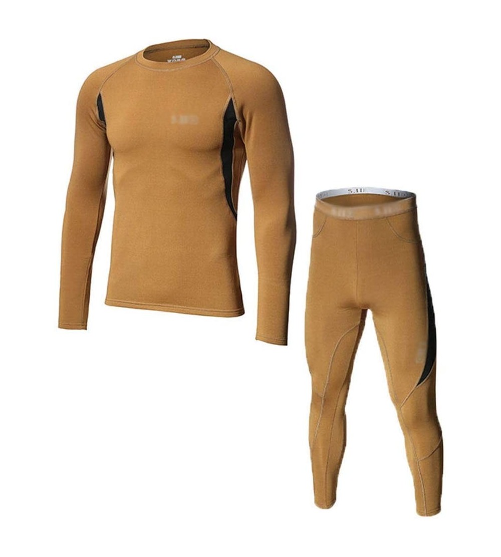 Thermal Underwear Outdoor Sports Thermal Underwear Set Mens Autumn Clothing Long Pants Plus Velvet Ultra-Soft Long Johns Set-...