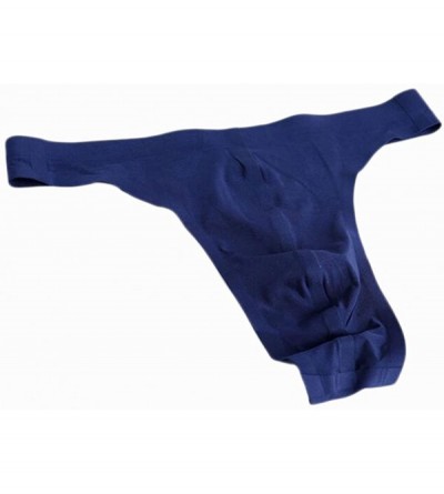 G-Strings & Thongs Men's Thongs G String 3 Pack Ice Silk Ultra-thin Panties - Black+blue+navy Blue - CJ18EXQOLUG $18.08