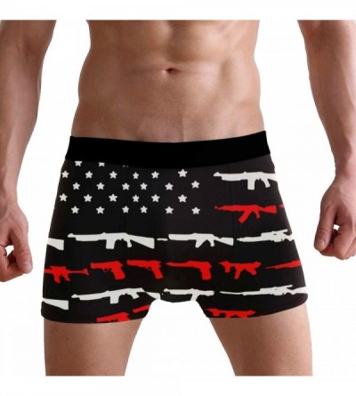 Boxer Briefs Mens Boxer Briefs Underwear Grunge Skull USA Flag Breathable Pouch Soft Underwear - Gun American Flag? - C218AIX...