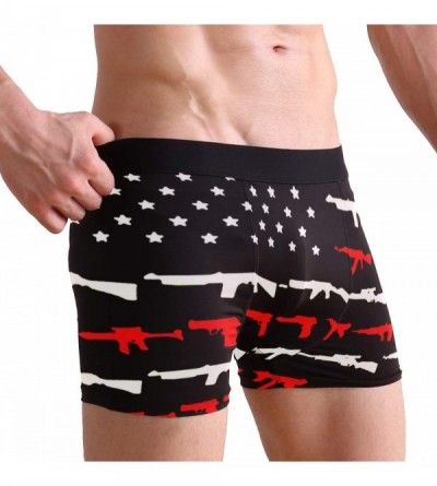 Boxer Briefs Mens Boxer Briefs Underwear Grunge Skull USA Flag Breathable Pouch Soft Underwear - Gun American Flag? - C218AIX...