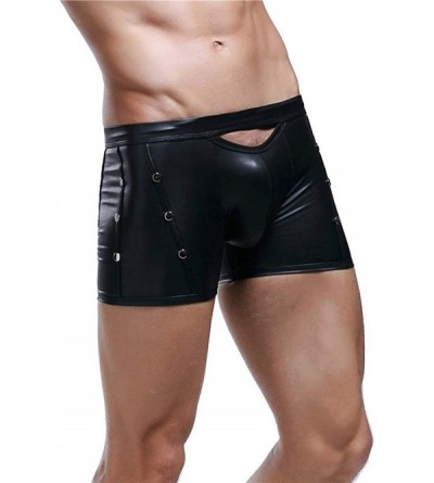 Miayilima Men'S Faux Leather Bulge Pouch Boxer Shorts Briefs Underwear  Pants Black Xxl