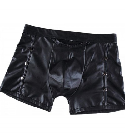 Boxer Briefs Mens Rivets Underwear Boxer Briefs Close-Fitting Men's Bulge Pouch Boxer Panties - Black - CM18X5026IO $20.17