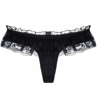 G-Strings & Thongs Sexy Men Lace Thongs Tback Bikini Underwear Sissy Pouch Panties M L XL XXL Jockss - Black - CO198OTK9IU $3...