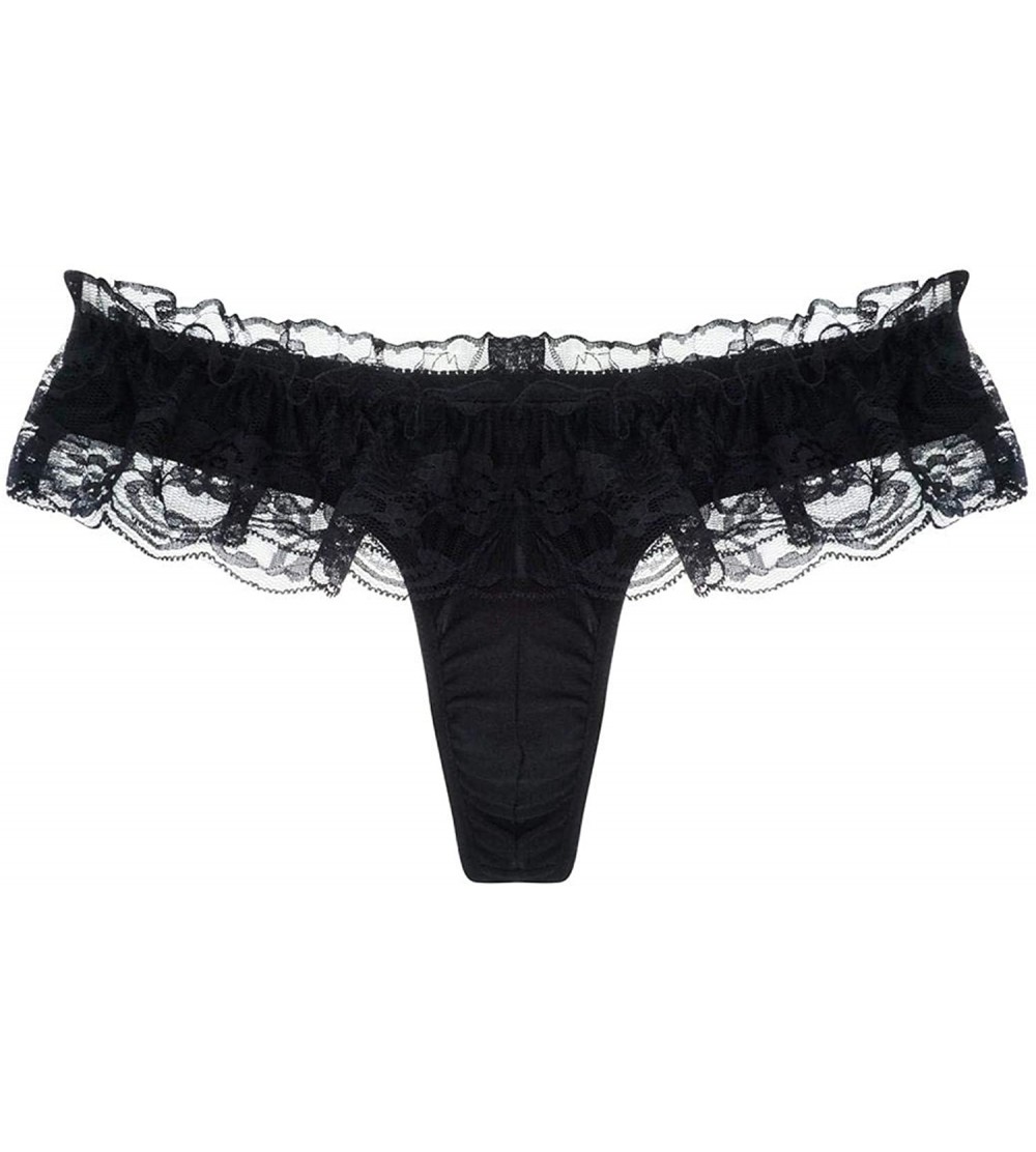G-Strings & Thongs Sexy Men Lace Thongs Tback Bikini Underwear Sissy Pouch Panties M L XL XXL Jockss - Black - CO198OTK9IU $3...