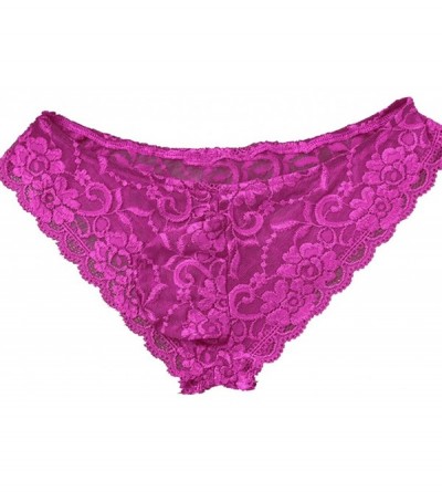 Briefs Sissy Pouch Panties Men Lace Bikini Briefs G-String Thongs Crossdress Underwear - Rose - CU1803Q4UK8 $12.61