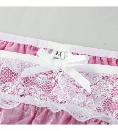 Briefs Men's Frilly Ruffled Floral Lace Bikini Briefs Sissy Pouch Panties Underwear - Pink - CG18M9GKGUX $16.22