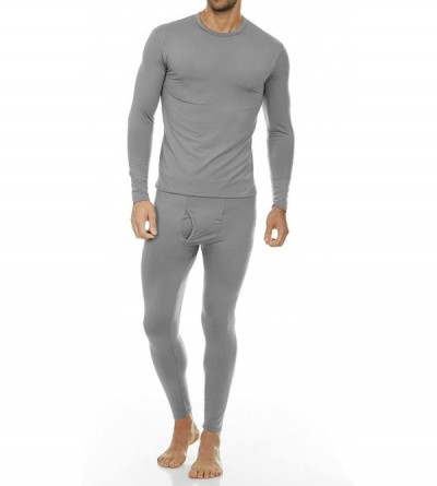 Thermal Underwear Men's Ultra Soft Thermal Underwear Long Johns Set with Fleece Lined - Grey - CZ18KRK5TE6 $24.57