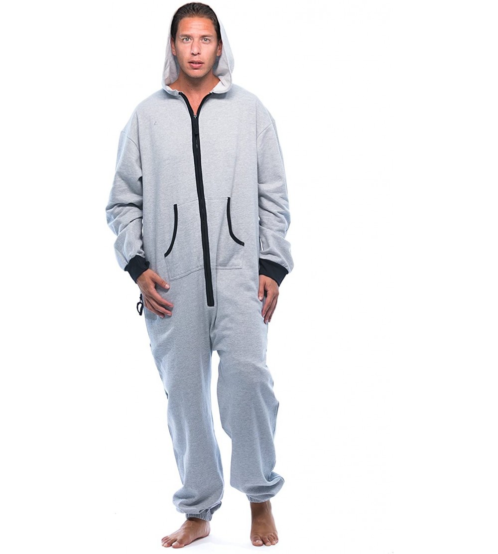 Sleep Sets Jumpsuit Adult Onesie Pajamas - Grey Heather / Black - C1182DEZOE9 $39.47