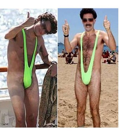 Bikinis Men's Mankini Swimsuit Thong Borat Style V Sling Stretch Sexy Underwear Suspender Bodysuit Strap Thongs - Black - C21...