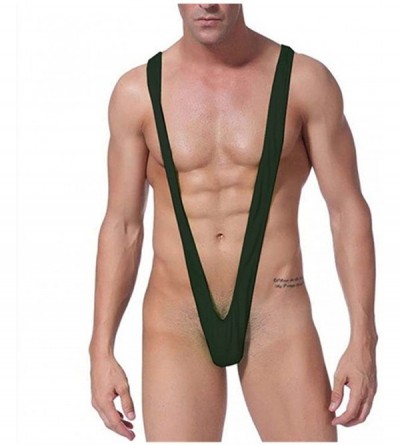 Bikinis Men's Mankini Swimsuit Thong Borat Style V Sling Stretch Sexy Underwear Suspender Bodysuit Strap Thongs - Black - C21...