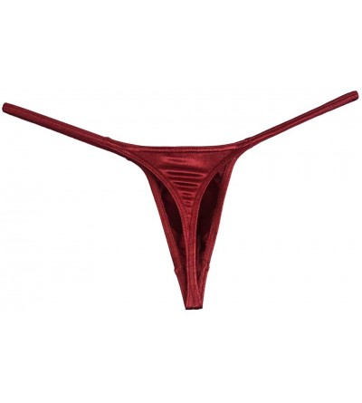 G-Strings & Thongs Men's Thong Glossy String Mini Bikini Guys T-Back Sexy Men Pouch Underwear - Wine Red - C4194IXMA0L $12.45