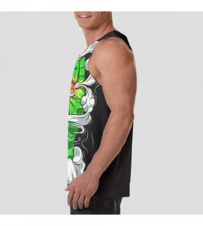 Undershirts Men's Fashion Sleeveless Shirt- Summer Tank Tops- Athletic Undershirt - Smoking Weed Art Black - CQ19DE038LN $16.09