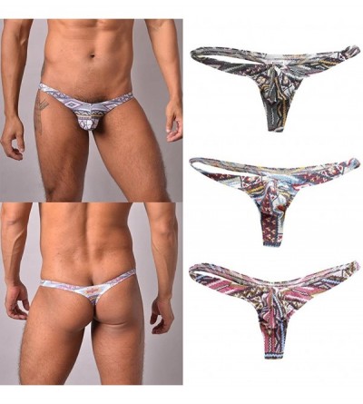 G-Strings & Thongs Mens Mini Briefs Underwear Comfy Enhance Bulge Pouch Bikini Thong 3 Colors - Green - C91905N8LAG $9.85