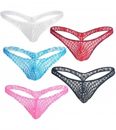 Briefs Men's Sexy Underwear Thongs G-Strings Mesh Briefs Underpants Low Rise Pack - Mesh Thongs 5pcs - CY18U3565EZ $32.10