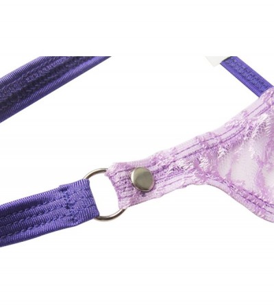 G-Strings & Thongs Men's See Through Lace Sissy Pouch Panties Crossdresser Sheer Thong G-String T-Back Underpants - Purple - ...