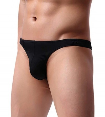 G-Strings & Thongs Men's Thong Underwear No Visible Lines Thong G-String Solid Color Underpants - Black - CM1952MWHGQ $22.38