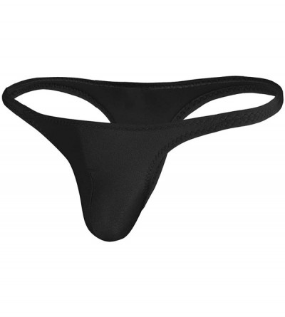 G-Strings & Thongs Men Sexy Bikini Briefs Low Rise Thong G-String T-Back Sissy Panties Underwear - Black - CN18Z0WOY90 $12.54