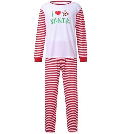 Sleep Sets Family Matching Pajamas Set- Merry Christmas Santa Claus Letter Print Classic Striped Matching Family Xmas Pajama ...
