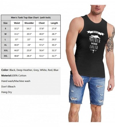 Undershirts Boxer Dog Mother Wine Lover Men Vest Workout Tank Tops Sleeveless Shirt Undershirt - Black - CS19CM632Z5 $25.56