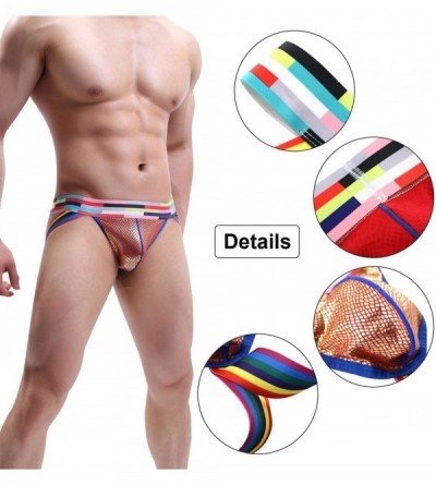 Boxer Briefs Men's Thongs Underwear Low Waist Boxer Briefs Bikini Bulge Enhancing Sexy Black Gold - Orange 2 - CZ1974WI9EI $1...