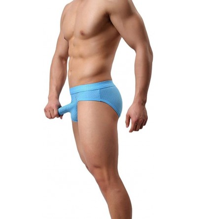 Briefs Men's Sexy Elephant Nylon Underwear Briefs Guns Separation Trunk - Blue - CH18USQZZ8Q $12.48