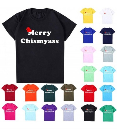 Sleep Tops Christmas T Shirts for Couples Men Women- Merry Christmas Letter Print Short Sleeve Tops Funny Tee for The Family ...