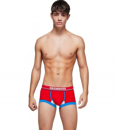 Boxer Briefs Mens Low Rise Shiny "Happy" Boxer Brief Underwear - 90235 Red - CP18AG5TEMM $21.55