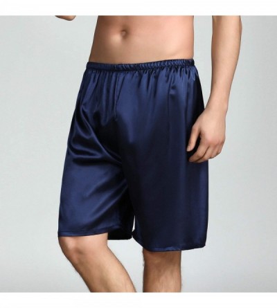 Boxer Briefs Men's Satin Boxers Briefer Underwear Shorts Silk Loungewear Luxury Pajama Pants - Blue1 - CZ18QOKOIXZ $13.59