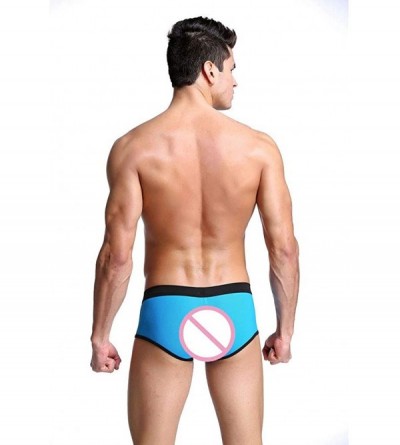 G-Strings & Thongs Men Underwear Brief Breathable Sexy Underpants Soft Cotton U Convex Pouch - Blue - CL18SC0RGKS $26.12
